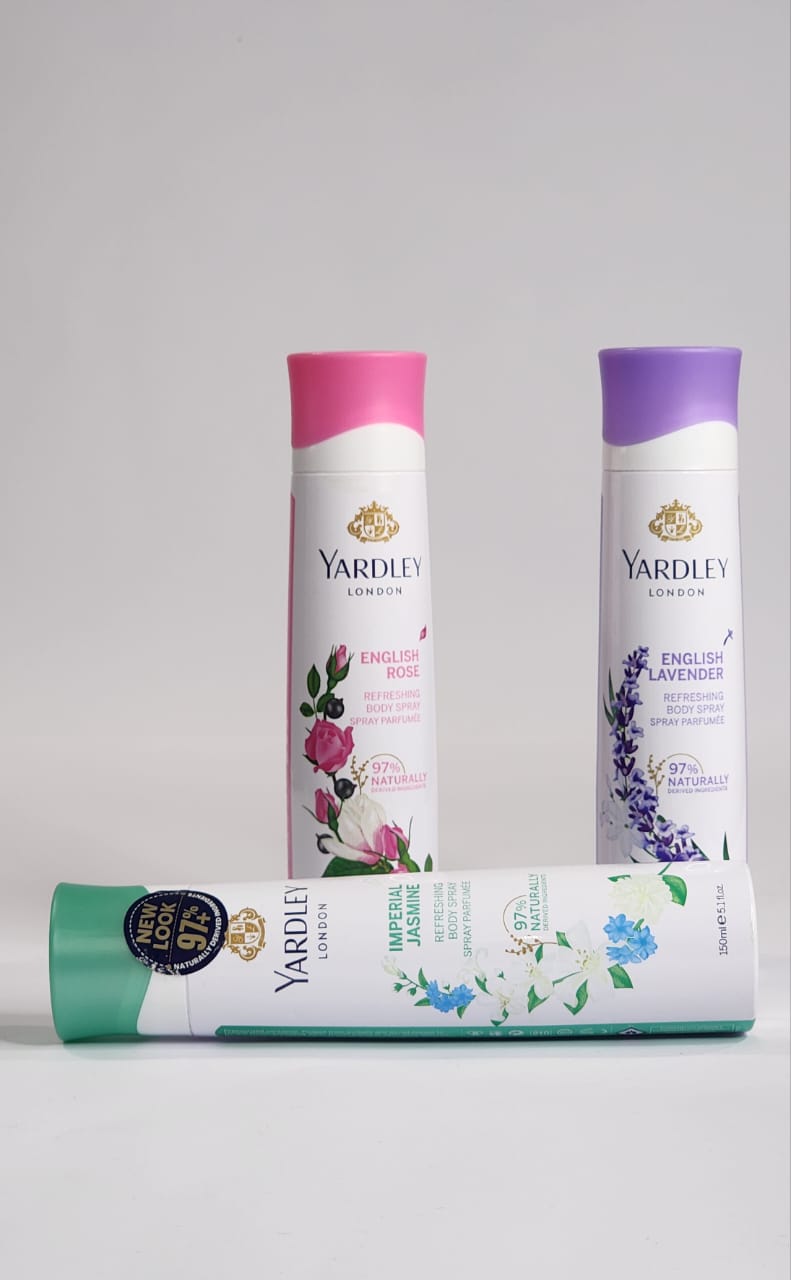 YARDLEY BODY SPRAY PACK OF (THREE) (without gas)