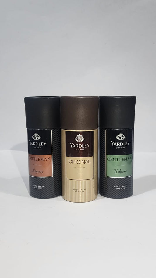 YARDLEY BODY SPRAY PACK OF (THREE) (without gas)